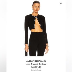 Alexander Wang Black Cropped Cardigan